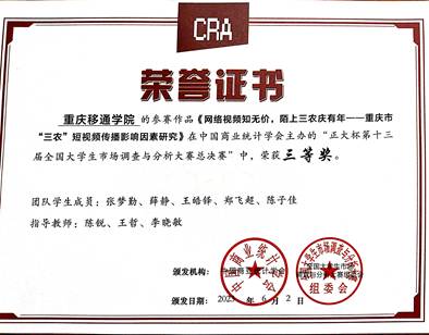 13届市调赛国家三等奖